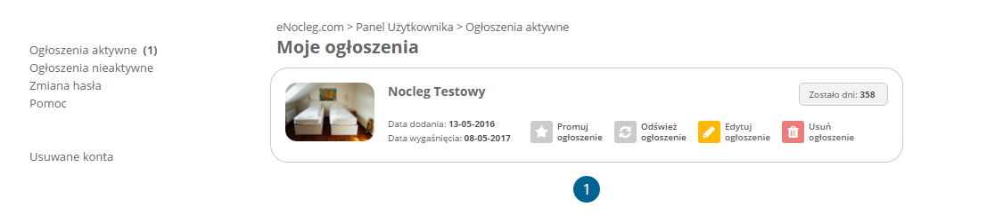 Zarządzanie ogłoszeniami - wyświetlanie ogłoszeń